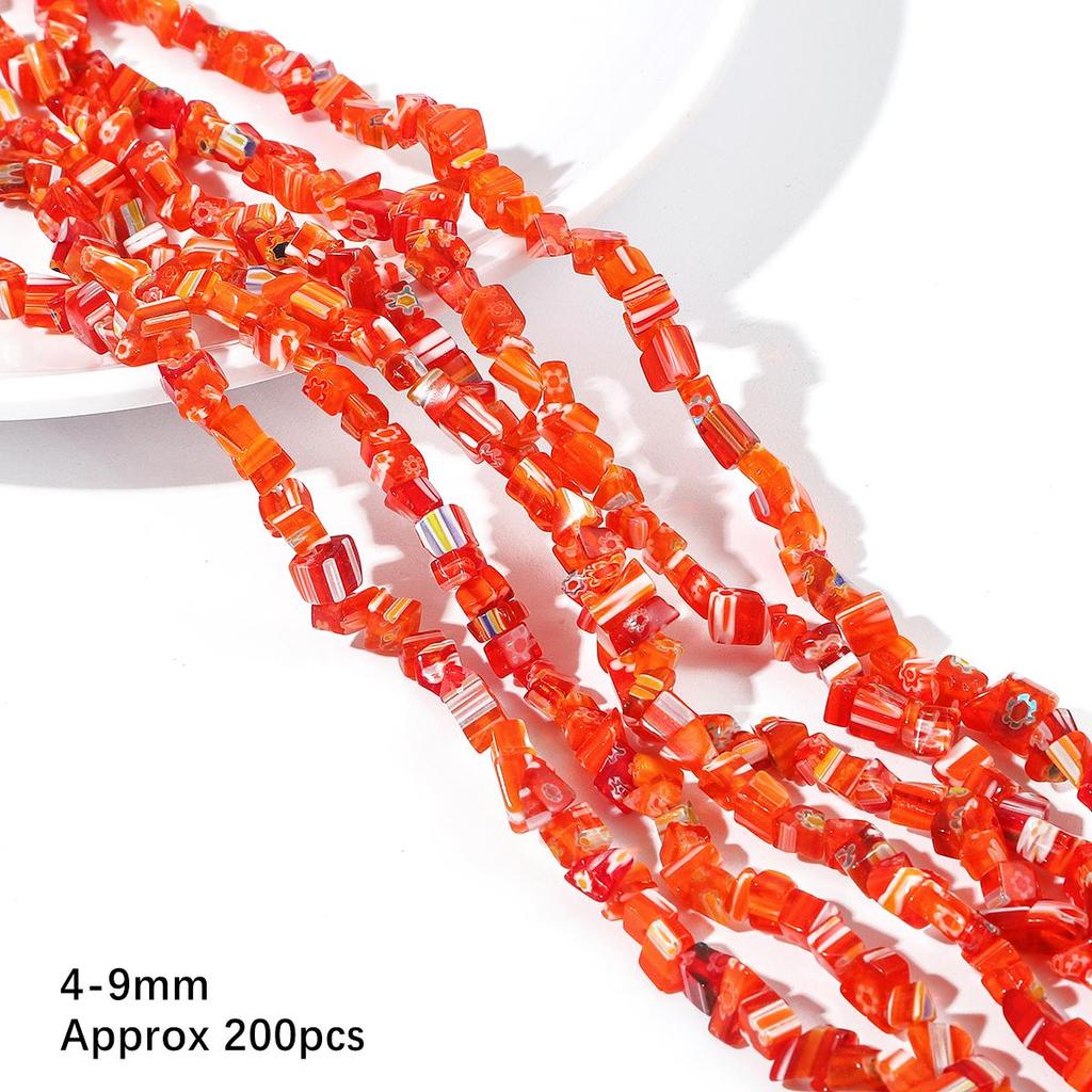 200 stk/pose 4-9 mm flerfargede blomsterperler Glass Lampwork Chip Perler For DIY Halskjede Armbånd DIY smykker Making 80cm/16