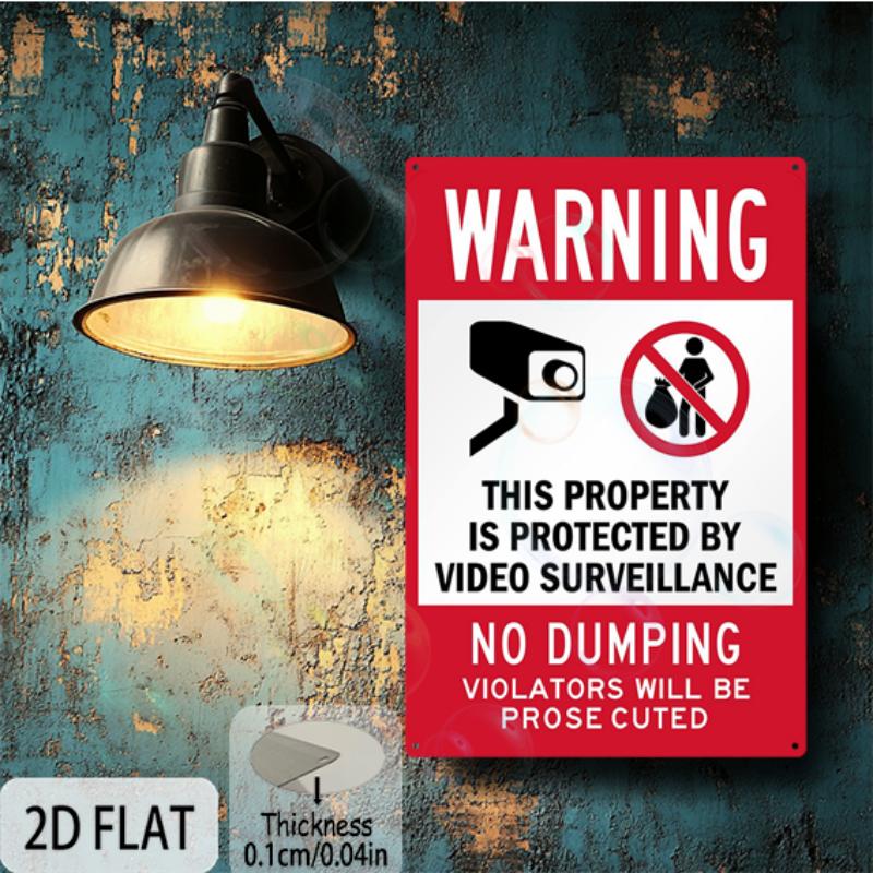 2D Flat Aluminum Sign 8x12 Sign "WARNING" Durable Outdoor Aluminum Sign for Business And Parking Regulations