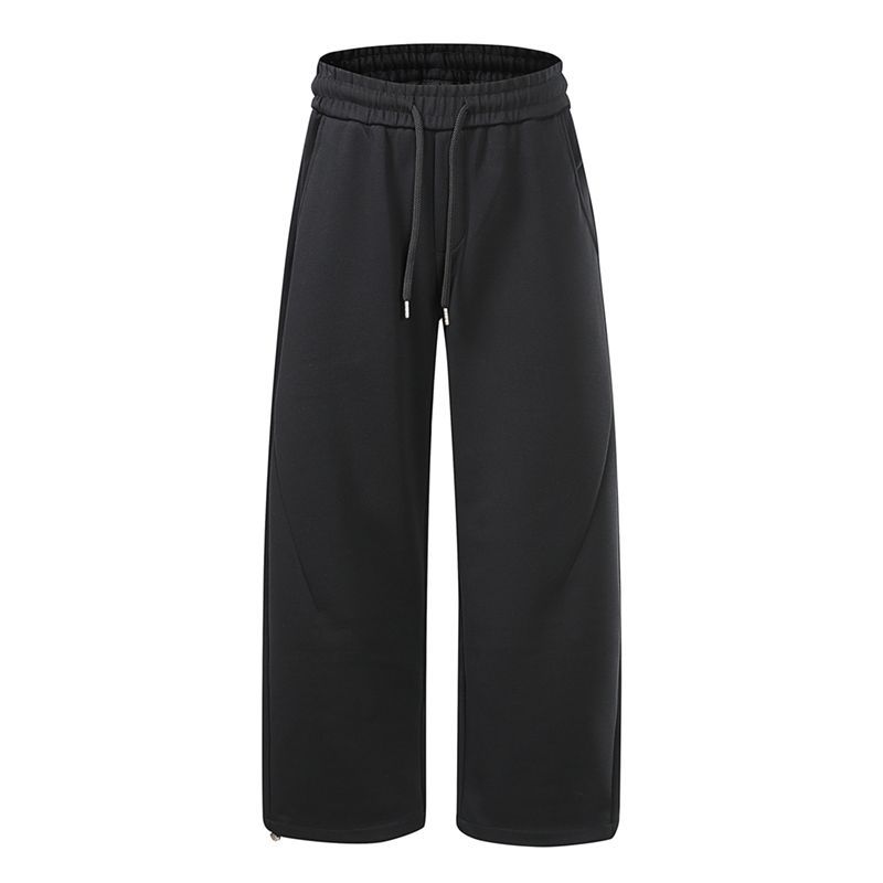 Retro trendy brand elastic waist sweatpants men's spring new loose wide-leg straight casual pants men