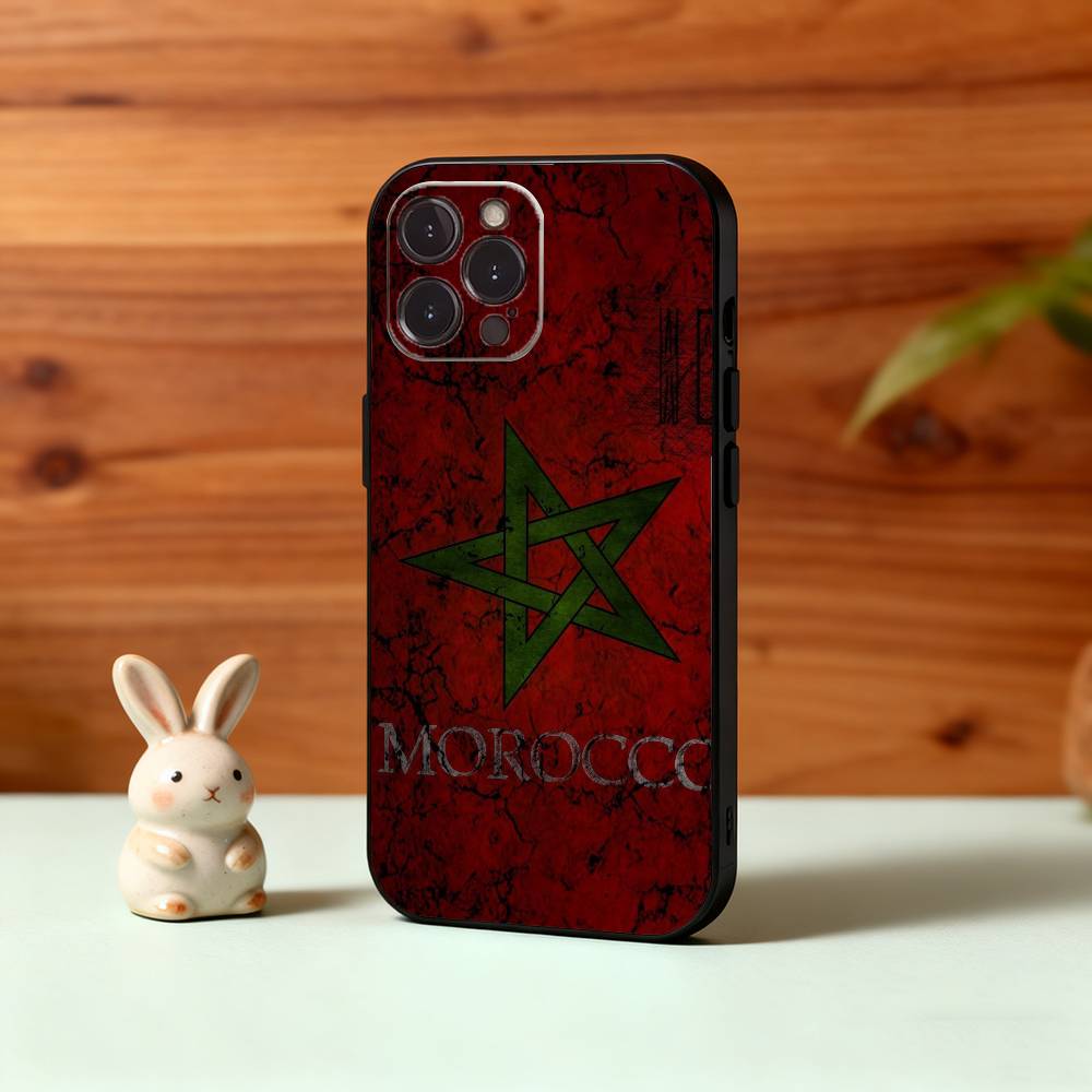 M-Morocco Flag Phone Case For iPhone17,16,15,14,13,12,Plus,Pro Max, 5G Others Soft Black Cover