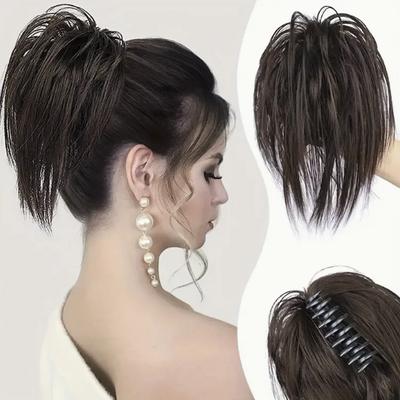 Messy Bun Hair Piece Claw Clip Hair Bun Wavy Curly Hair Tousled Claw Clip Ponytail Hairpieces Hair With Clip For Women Hair Accessorie
