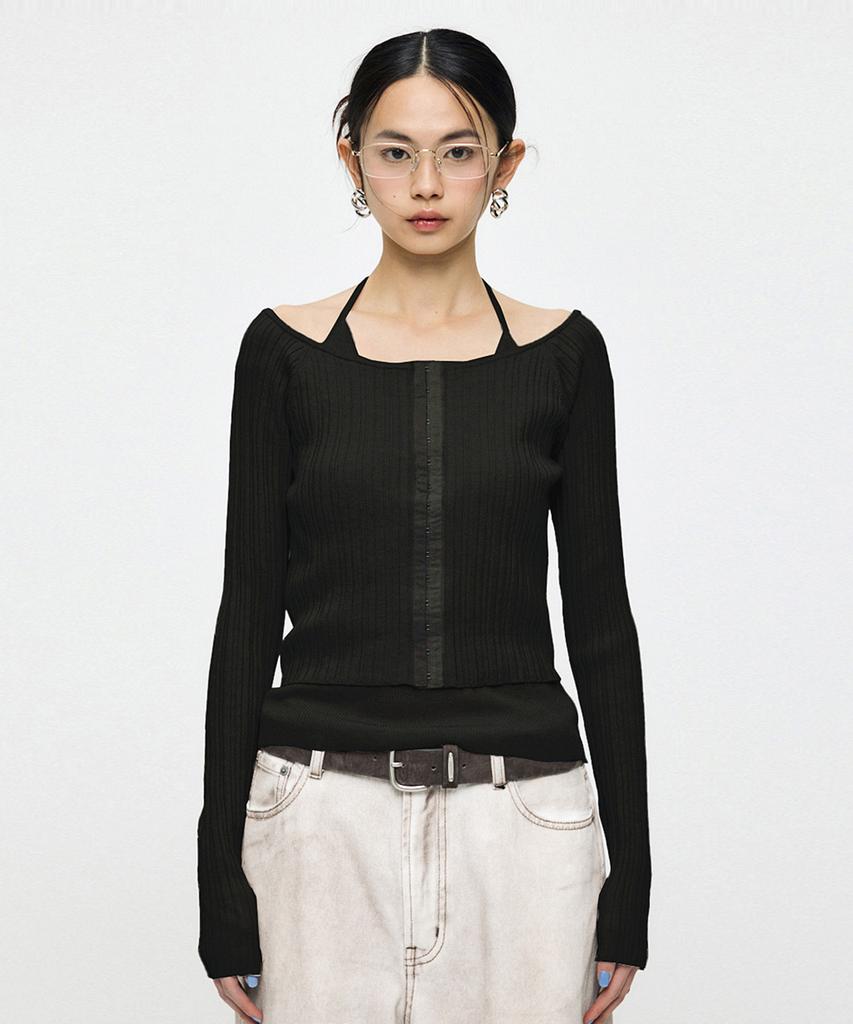 INSILENCE WOMEN [Moussy] Off Shoulder Knit Black