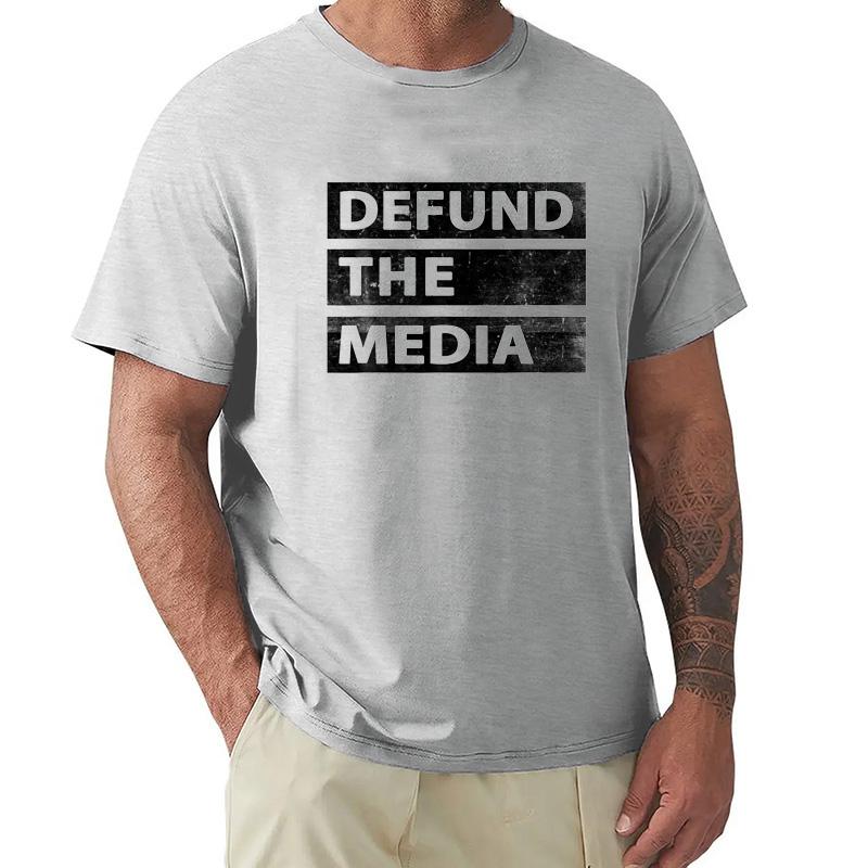 NEW Defund The Media Political Fake News Simple Text Gift TShirt MADE IN USA