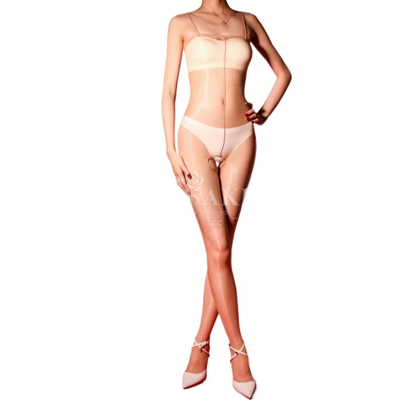Sexy Aurora Shinny Suspender Body Stockings Tights Temptation Lingerie One-Piece Crotchless Sex Sm Game Toys For Couple Ootd