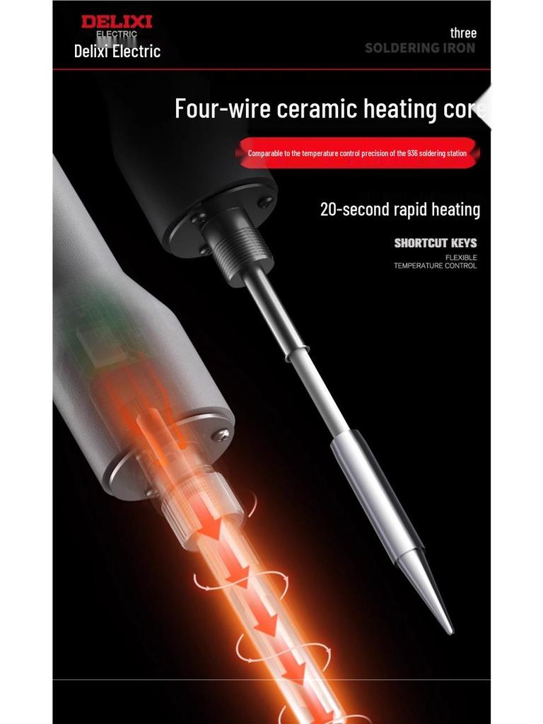 DELIXI Professional High-Power Electric Soldering Iron with Digital Display - Ideal for Household and Repair Tasks.