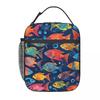 Cartoon Abstract Fish Variety Illustrated Catalog Insulated Lunch Bag for Women Kids Leakproof Food Boxes Thermal Lunch Box Tote