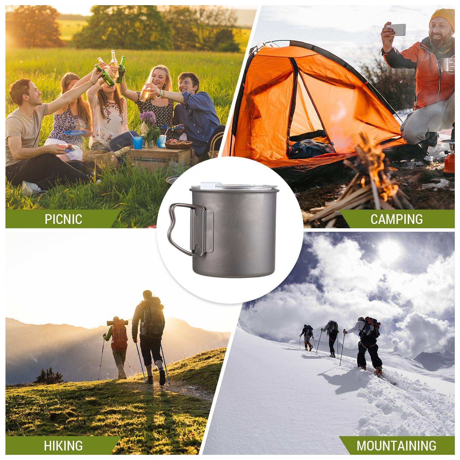 Outdoor 300ml Camping Anodized Aluminum Water Cup with Folding Handle and Lid for Outdoor Camping Hiking