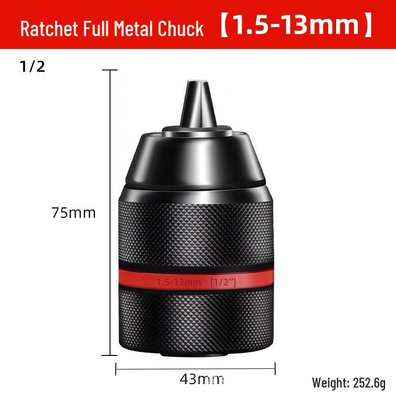 Self-Locking Ratchet Drill Chuck, 10/13mm, with Connecting Rod Accessories
