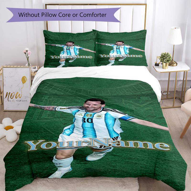 Messi 18 Customize your name Bedding Set Breathable Duvet Cover with Pillowcases Home Decoration Birthday Gift