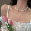 Pearl love magnet necklace women's light luxury niche simple cold wind collarbone chain design sense neck chain accessories