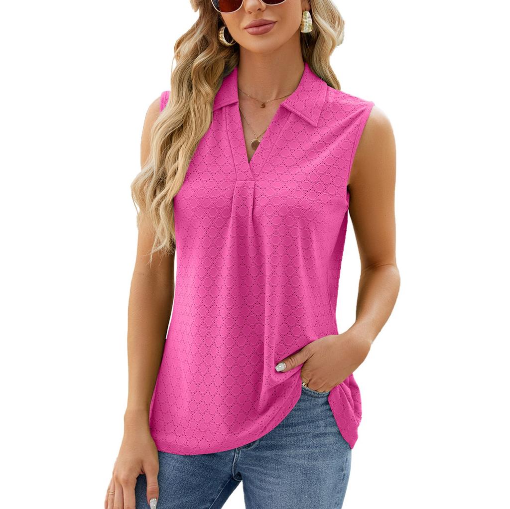 Women Fashion Color Sleeveless Tops V Neck Vest Tops
