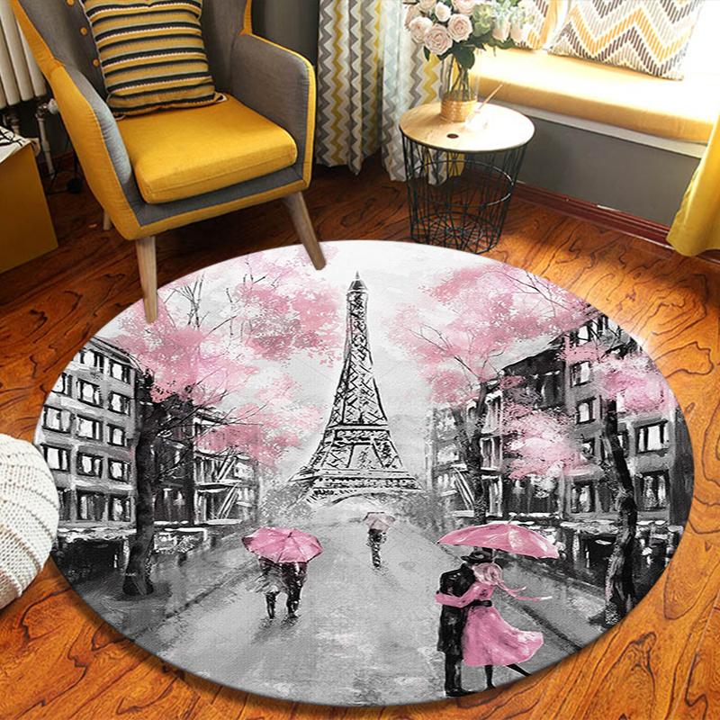 

Eiffel Tower Round Area Rug,Carpet Rug for Living Room Bedroom Sofa Playroom Decor,Non-slip Floor Mat 80cmx80cm