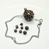 Mini 6MM Metal Flying Dragon Skeleton Dice Necklace D20 Metal Hollow Box+7pcs Metal Dice Pendant Set Portable Board Game Dice