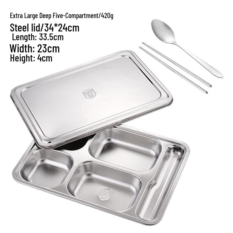 

Stainless Steel Divided Lunch Plates with Lids (2-Pack)