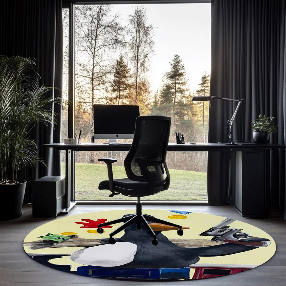 Feathers McGraw Printed Round Rug Carpet Chair Rug Area Rug Entryway Doormats,for Office Chair Living Room Bedroom Kitchen Room.