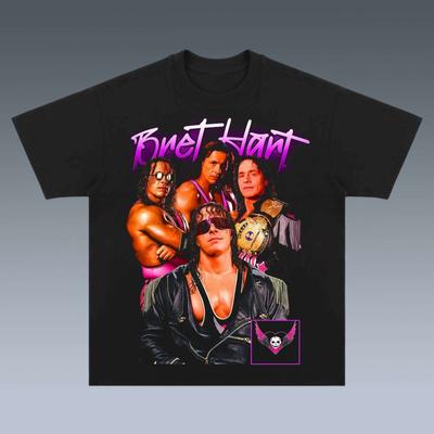 Bret "Hitman" Hart Collage Graphic T-Shirt Men Women Retro Attitude Era Wrestling Legend Fan Ca