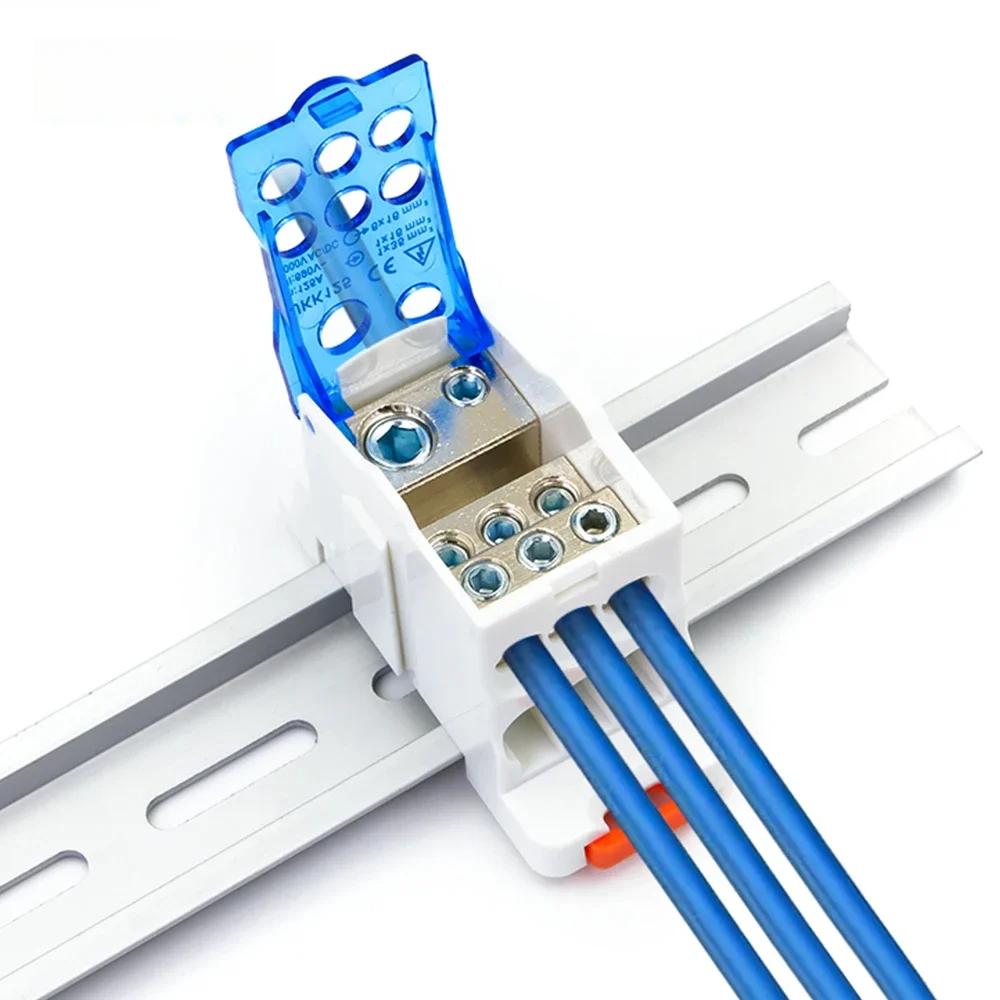 UKK125A Din Rail Terminal Block One In Six Out Power Distribution Block Universal Electric Wire Connector Junction Box 1 Piece