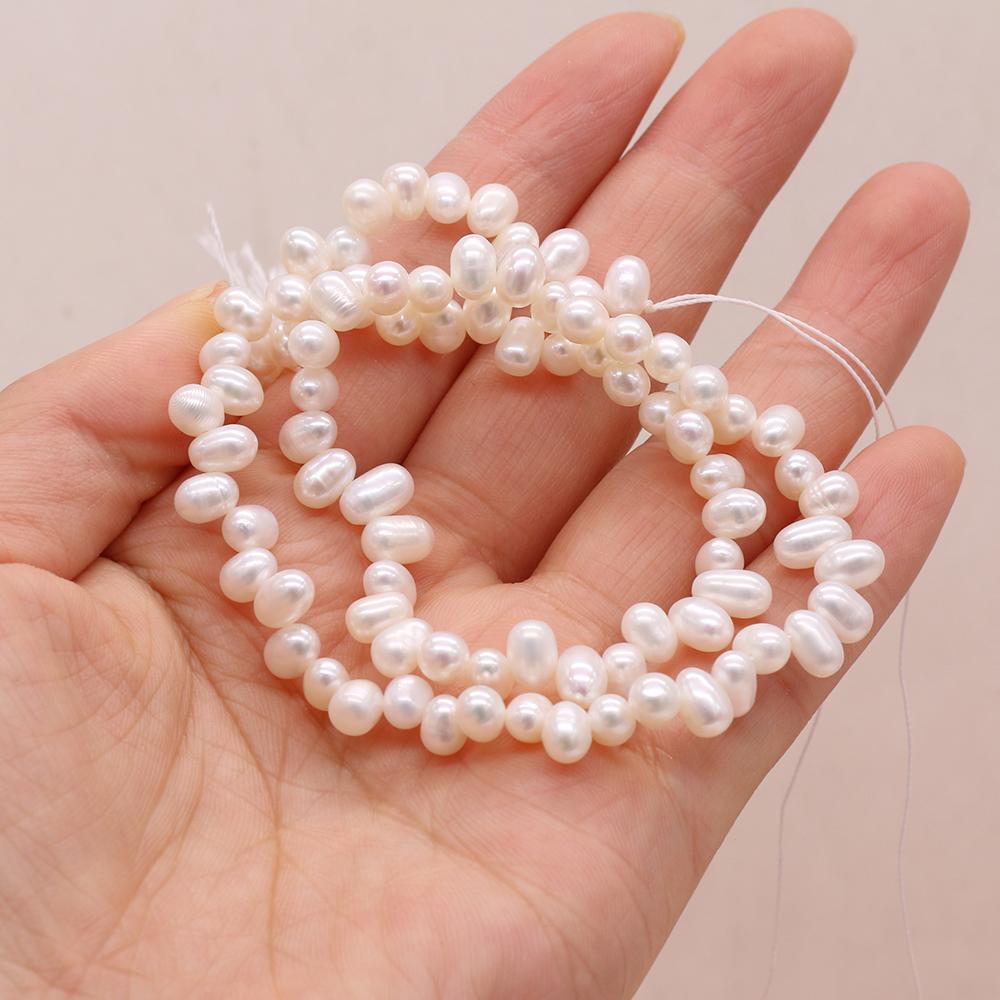 

1String, Top Sided Drilled Hole Pearl 5-6mm, Fashion Women Natural Freshwater Pearl Beads for Jewelry Making DIY Crafts, Luxury Bulk Gifts 36cm 1String/5-6mm-36cm белый