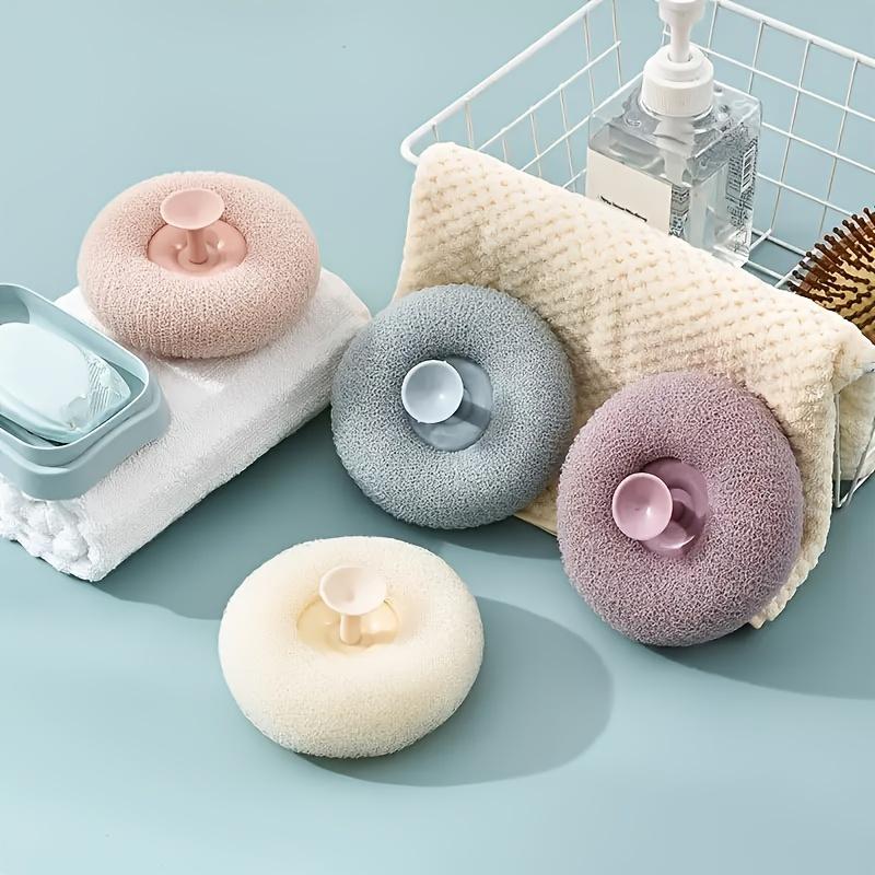 Massage Bath Sponge Ball Exfoliating Shower Brush Wall-Mounted Loofah with Suction Cup Deep Clean Body Scrubber Bathroom Access
