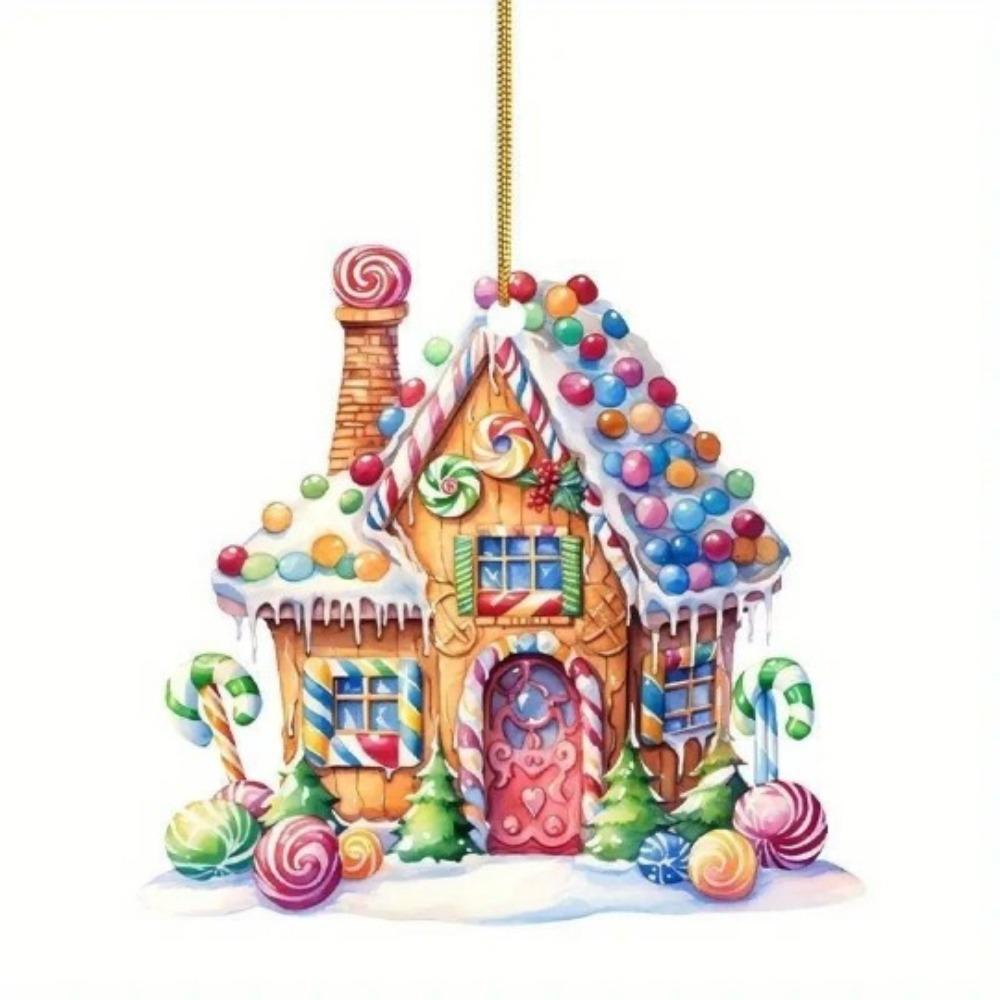 Christmas House Pendant 2D Acrylic Flat Hanging Ornament for Xmas Tree Christmas Decorations 2025 New Year Gift Home Decor