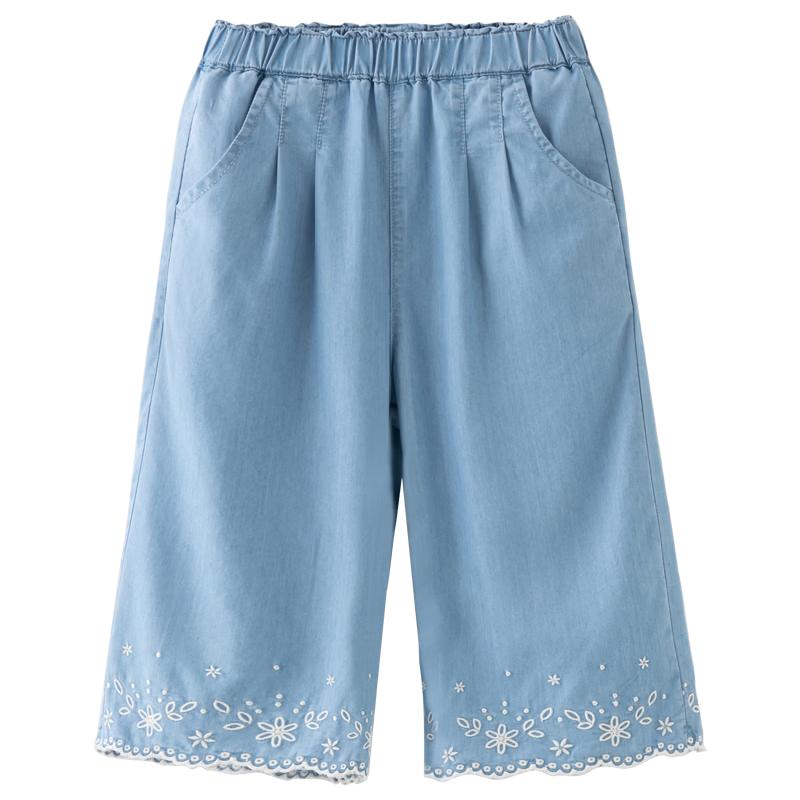 DAVE&BELLA Girls  Tencel Denim Wide-Leg Capri Pants 120cm