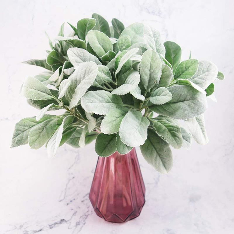 10Pcs Artificial Lambs Ear Greenery Stems Faux Branches for Bride Bouquets Picks Wedding Centerpiece DIY Wreath Floral Arrangeme