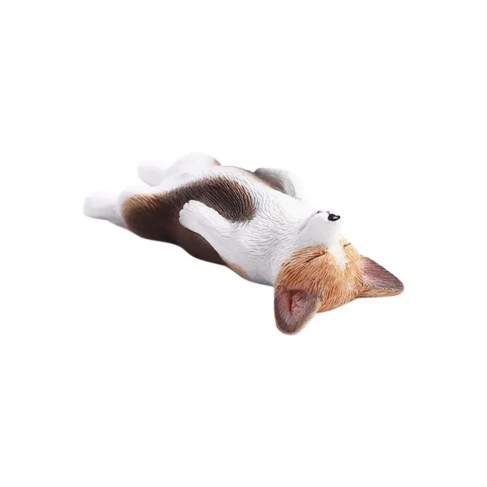 Figurines Mignonnes de Chiens de Simulation Miniatures Mini Animaux Corgi Modèle en Résine Ornement de Voiture pour Décoration de Maison Accessoires Cadeau pour Enfants