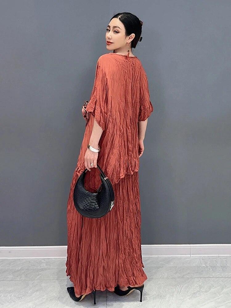 Xitao Dvoudílná souprava s kulatým výstřihem, polorukáv, jednobarevná souprava sukně A-line LYD1836