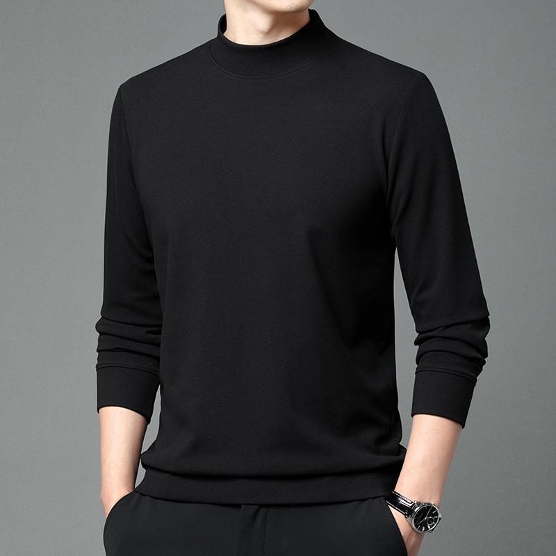 

Men s Sweater Men s Autumn Mid-Autumn Turtleneck Bottom Shirt Youth Casual German Velvet Long Sleeve T-Shirt Knitted Sweater M чорний