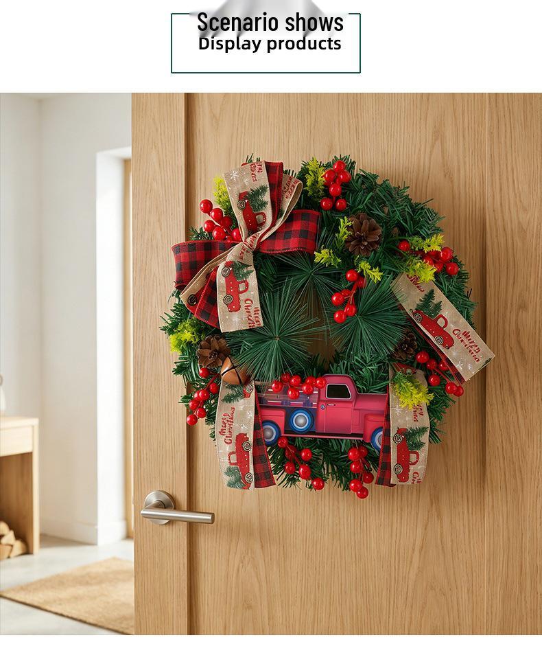 Christmas Truck Bow Door Hanger – Festive Holiday Decoration