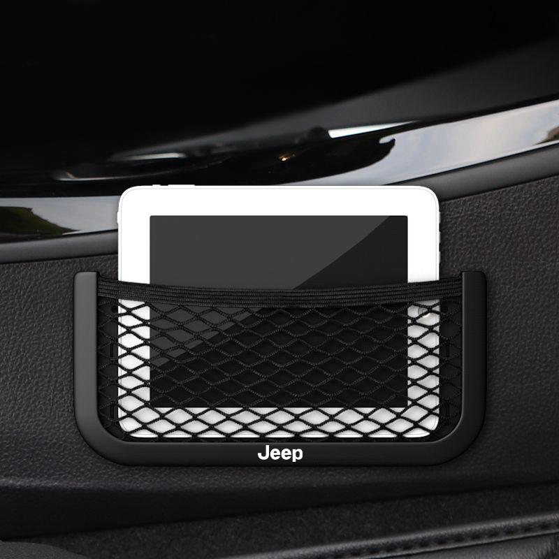 Auto Organizer Aufbewahrungstasche Auto Kleben Netztasche Handyhalter Autozubehör Für Jeep Renegade Wrangler JK JL Grand Cherokee Compass Patriot