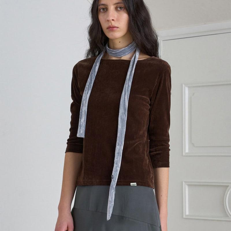 Symmetric Percent Velour Skinny Tie / Blue Grey