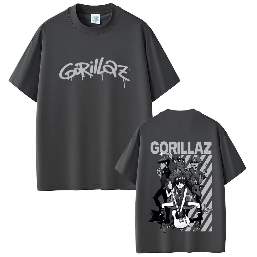 Limited Rock Band Gorillaz Print Tshirts Unisex Women Hip Hop Gothic Oversized Streetwear Unisexs Casual Vintage Short Sleeve Tshirt