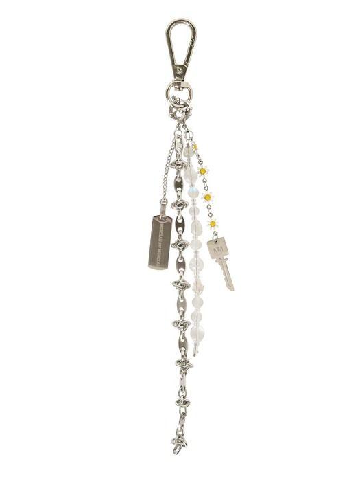 

PIECE BY PIECE Daisy crystal keyring Silver