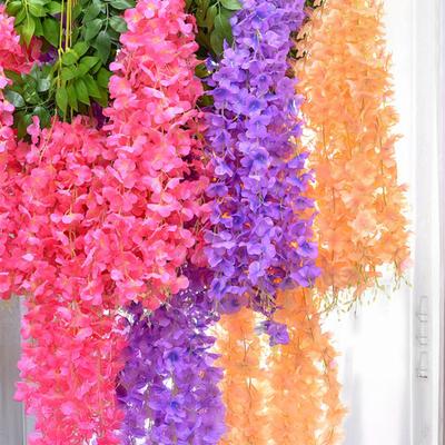 12 ks umělých květin vistárie, UV odolné, umělé květiny vistárie, závěsné umělé květiny, réva pro terasu, párty, pozadí, domácí dekorace do interiéru