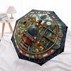 Steam Train Adventure pattern umbrella, portable and foldable design, 8 ribs, a casual accessory for Halloween, Christmas, and birthday gifts.