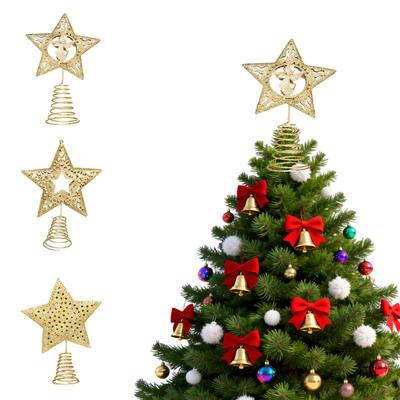 Zlatá hvězda ozdoba na vrchol vánočního stromku pro domácí obývací pokoj vánoční kované železo ozdoby