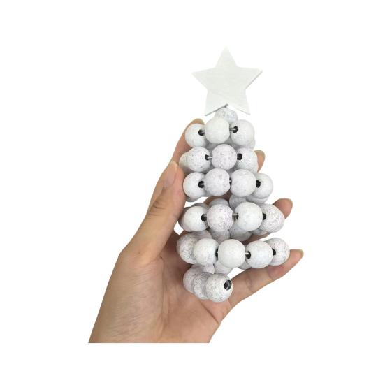 Nordic Wooden Spiral Christmas Tree Ornament Rustic Beaded Boho Christmas Tree Figurine for Home Office Farmhouse Centerpiece