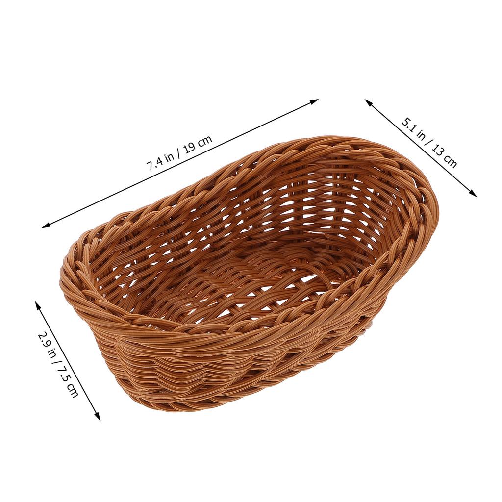 2Pcs Imitation Rattan Storage Baskets Plastic Baskets for Kitchen Organizers Dining Room Hotel Office Shopping Mall Food Storage