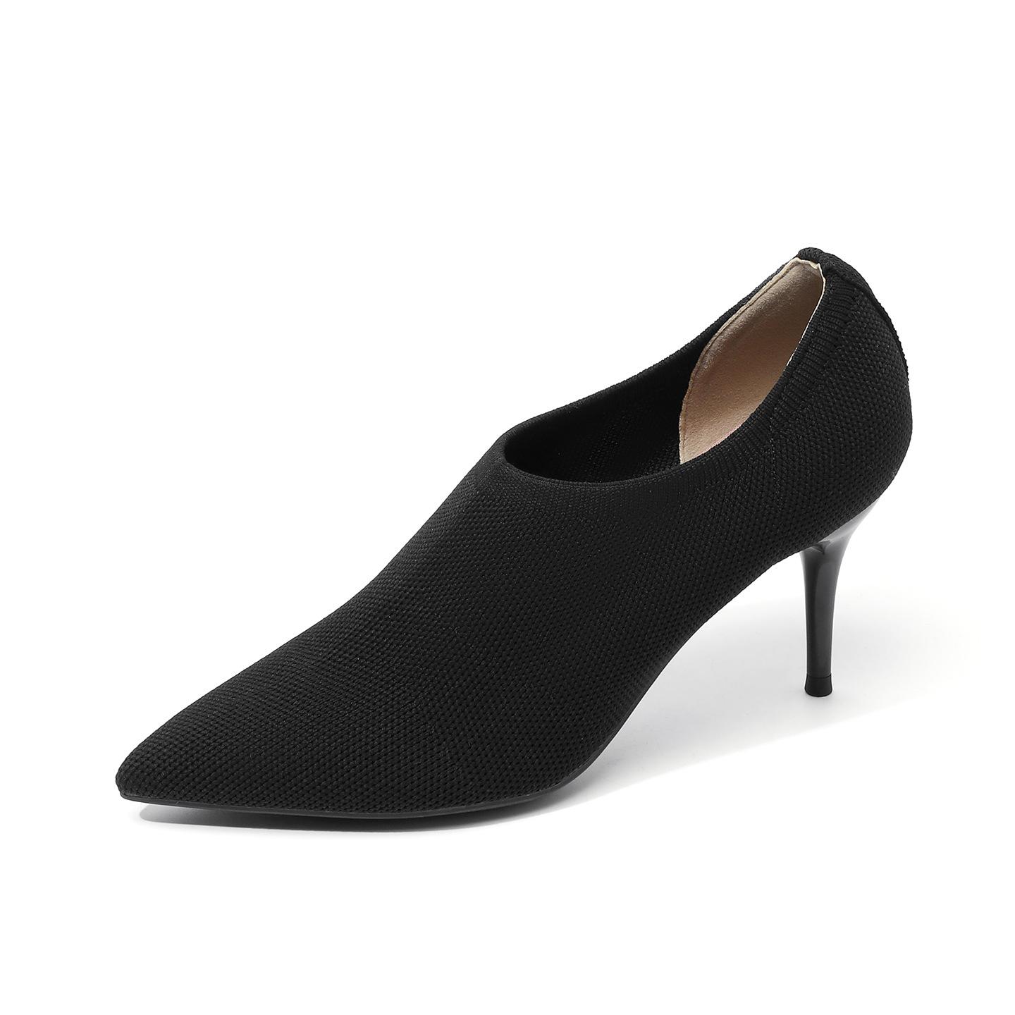 

Kitten Heels for Women Pumps Dress Shoes Knitted High Heel Pumps Non-Slip Pointed Toe Wedding Party Prom Office Work Shoes Women s Stiletto Heel Shoes 34 чёрный