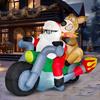 JOYFY 7 FT Long Christmas Inflatables Outdoor Decorations Santa Riding Motorcycle with Reindeer for Xmas Party Lawn Dcor