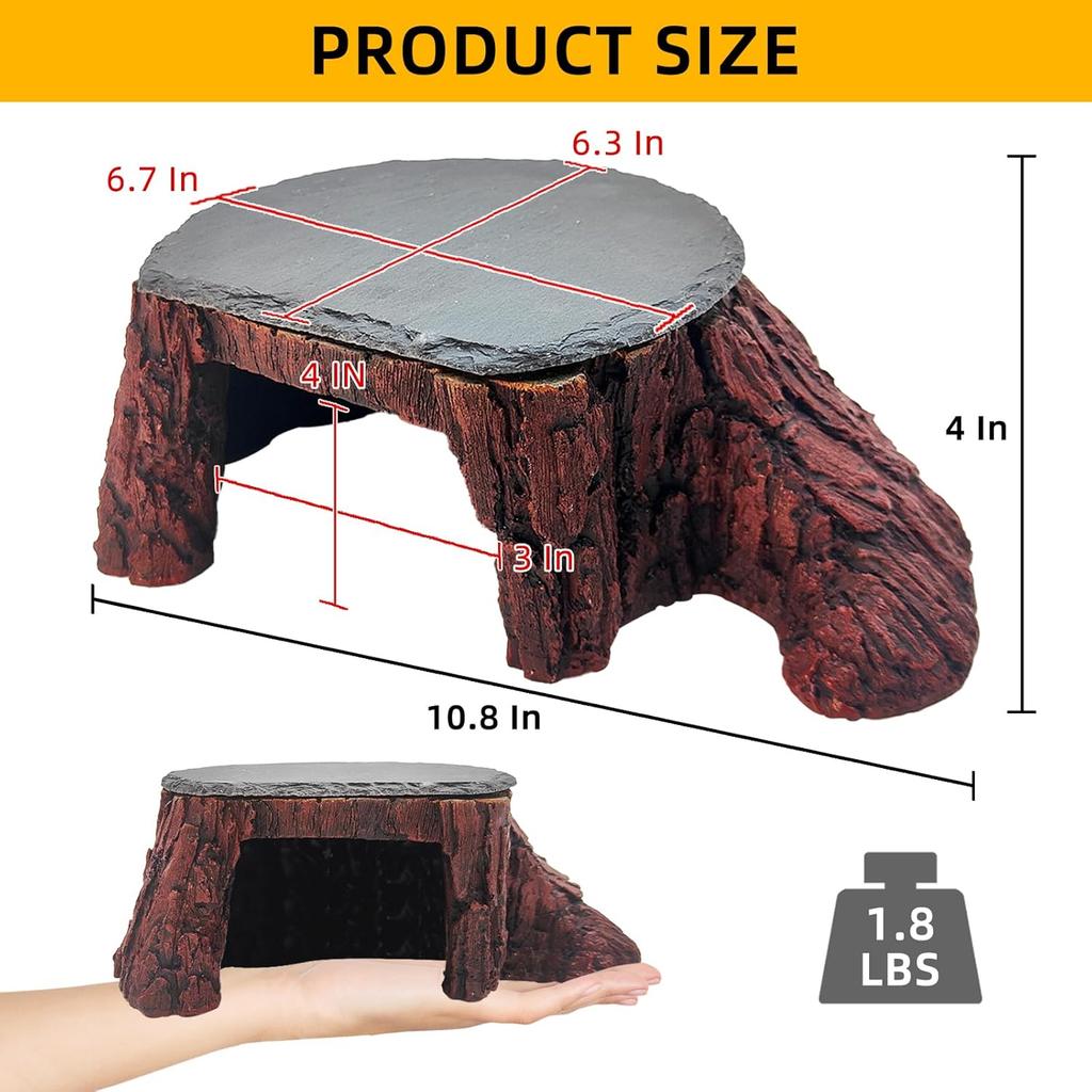 Bearded Dragon Basking Platform, Leopard Gecko Humid Hide, Reptile Hide Cave with Heat Storage Slate Stone, Crested Gecko Basking Rock, Hideout for
