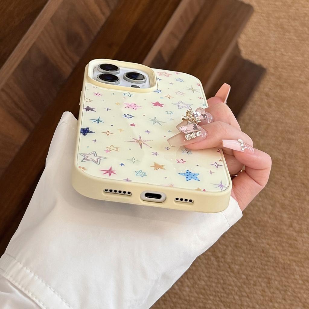 Gilded colorful star iPhone 16 case suitable for iPhone 17 Pro Max, fresh and stylish, anti-drop for 15/14/13