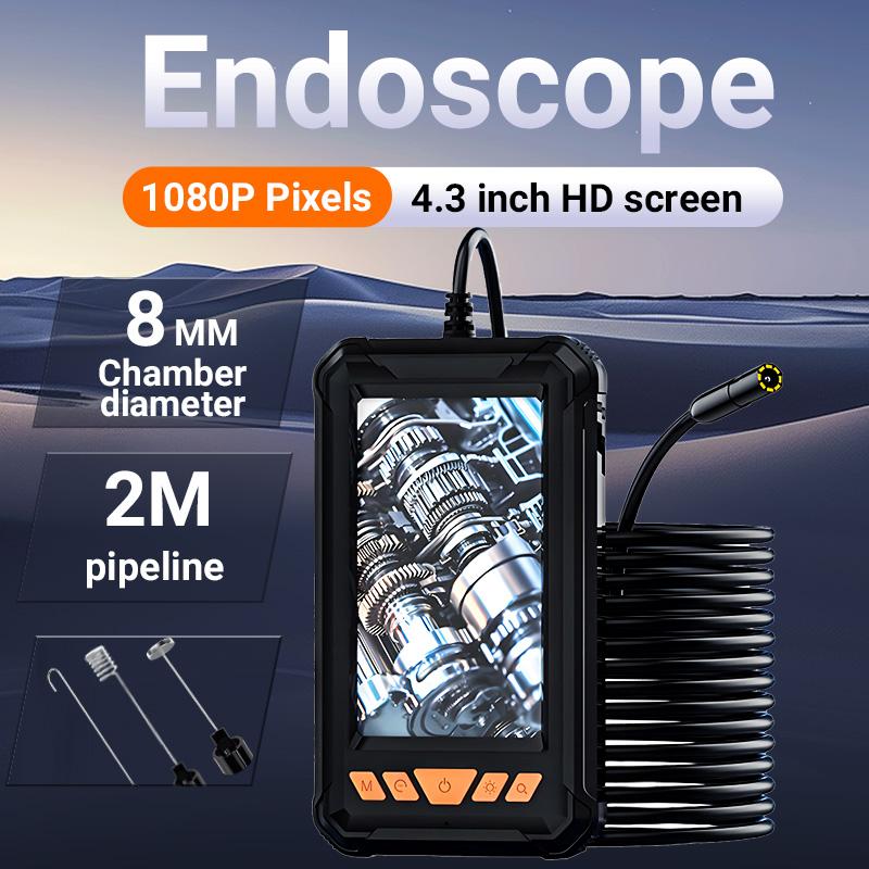 4.3 Inch 1080P Full-color Screen Automotive Endoscope Camera Waterproof 8mm Probe for Car Engine Cylinder Exhaust Diagnosis