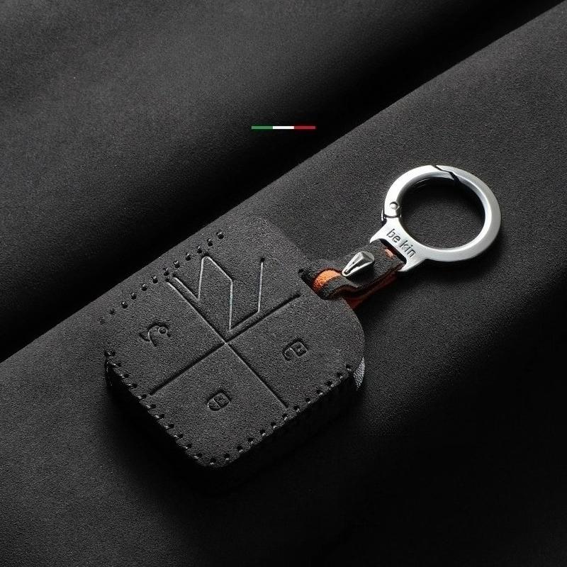 For Lynk & Co 08 03 05 02 09 06Emp Car Key Case Suede Leather Key Cover Car Key Protective Shell Protector Buckle Keychain Bag