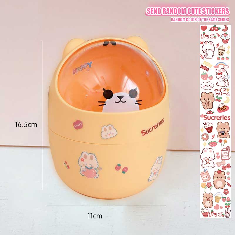 

Органайзер для мусорного ведра Ins Desktop с крышкой Kawaii Cute Bear Коробка для хранения мусорного ведра для девочек Держатель для ручек Ведро для хранения с откидной крышкой 4L