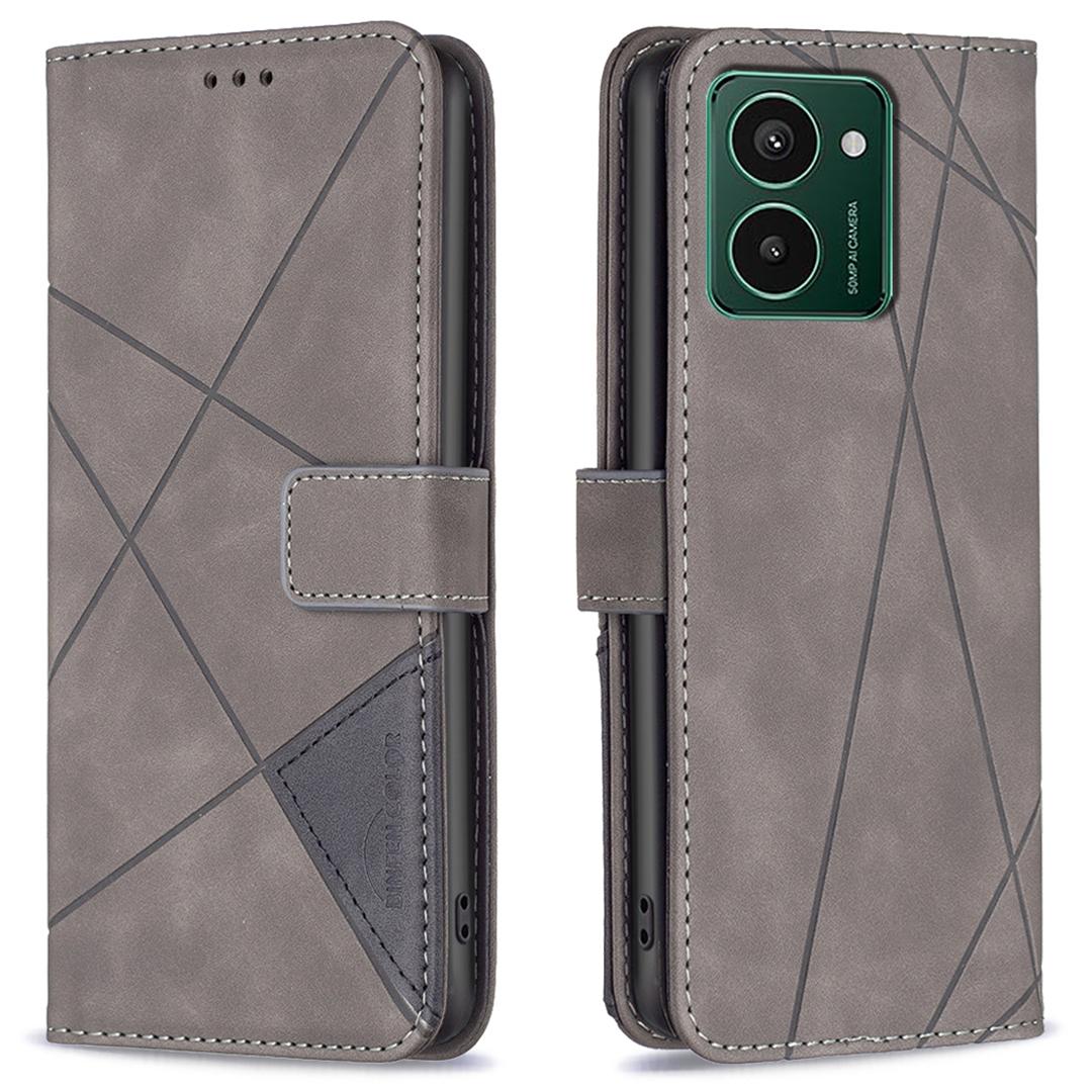 

BINFEN COLOR For HMD Pulse Pro Phone Cases Wallet Stand Geometry Imprint Leather Cover Grey