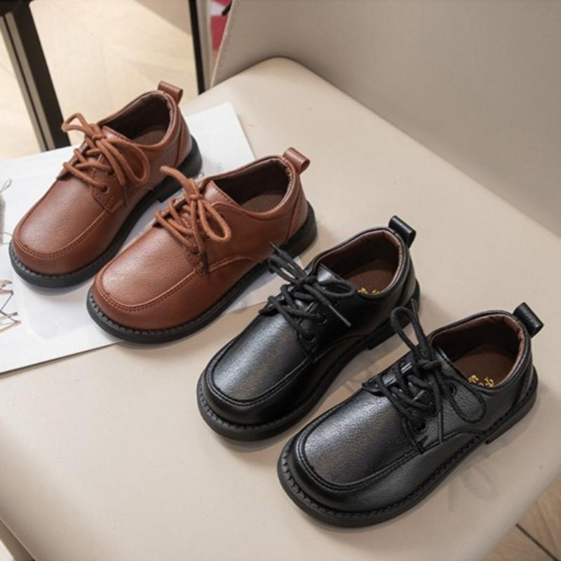 Boys Leather School Shoes  Spring Autumn Children Uniform Flat Shoes Formal Black Versatile Kids Causal  Dress Shoes
