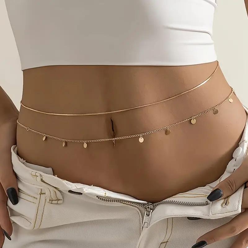 2 Stück Runde Münzform Quaste Anhänger Dünne Taillenkette Einfache Boho Doppelschicht Körperkette Sommer Strand Schmuck Geschenke 2026 Neu