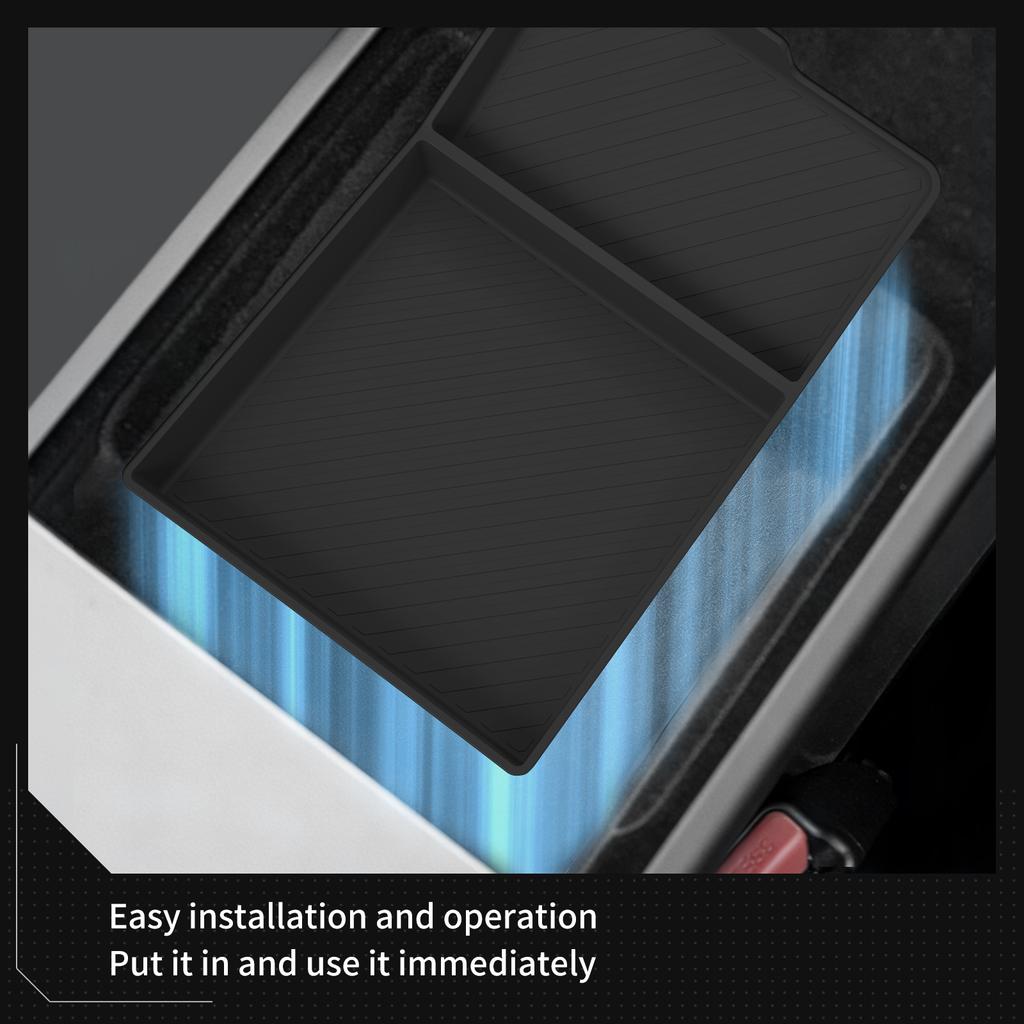 for Tesla Model Y Juniper Standard RWD 2026 2026 Armrest Storage Box Lower Tray Silicone Organizer Car Interior Accessories